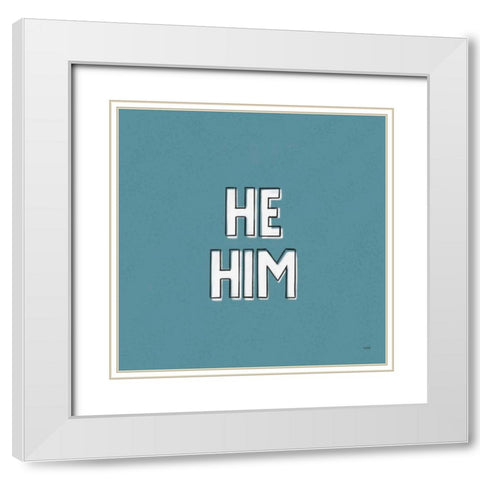 Pronoun II White Modern Wood Framed Art Print with Double Matting by York, Leah