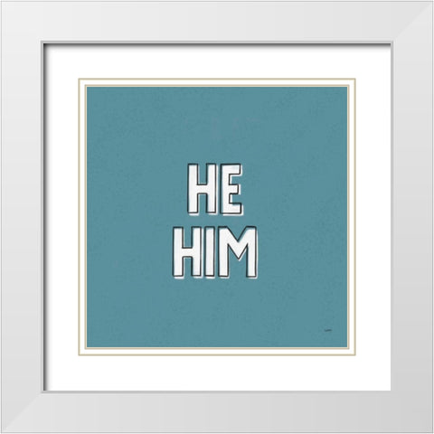 Pronoun II White Modern Wood Framed Art Print with Double Matting by York, Leah