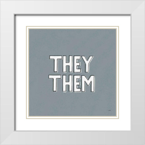 Pronoun III White Modern Wood Framed Art Print with Double Matting by York, Leah