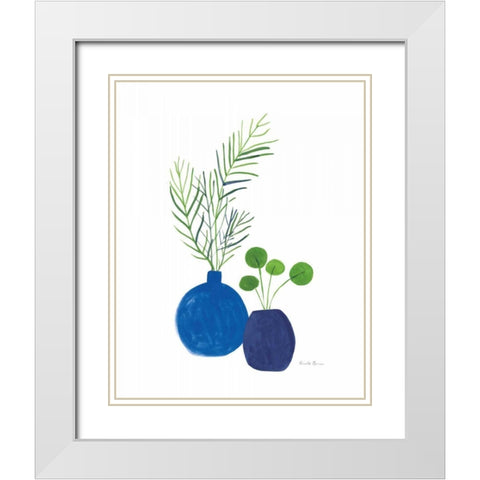 Potted I Indigo White Modern Wood Framed Art Print with Double Matting by Zaman, Farida