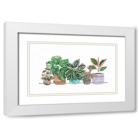 Happy House Plants I No Words White Modern Wood Framed Art Print with Double Matting by Panganiban, Karyn