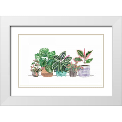 Happy House Plants I No Words White Modern Wood Framed Art Print with Double Matting by Panganiban, Karyn