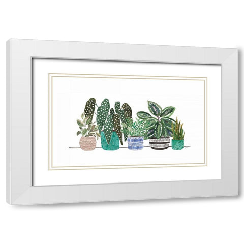 Happy House Plants II No Words White Modern Wood Framed Art Print with Double Matting by Panganiban, Karyn