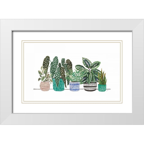 Happy House Plants II No Words White Modern Wood Framed Art Print with Double Matting by Panganiban, Karyn