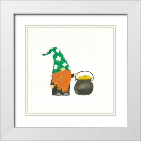 St Patricks Day Gnomes I White Modern Wood Framed Art Print with Double Matting by Jackson, Jenaya