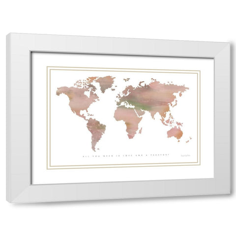 Passport to the World White Modern Wood Framed Art Print with Double Matting by Charro, Mercedes Lopez