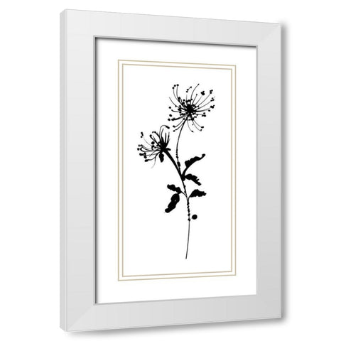 Silhouette Floral IV White Modern Wood Framed Art Print with Double Matting by Wild Apple Portfolio