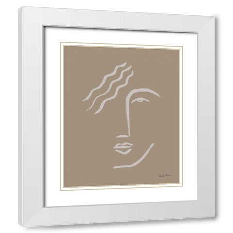 Neutral Faces I White Modern Wood Framed Art Print with Double Matting by Zaman, Farida