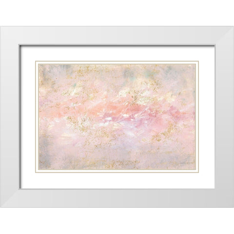 Through Fog Blush and Gold White Modern Wood Framed Art Print with Double Matting by Nai, Danhui