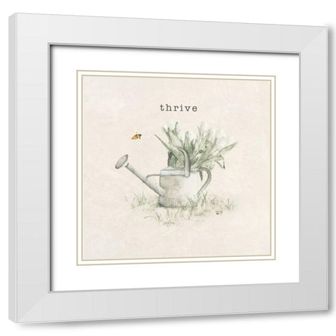 Garden Watering Can White Modern Wood Framed Art Print with Double Matting by Blum, Cheri
