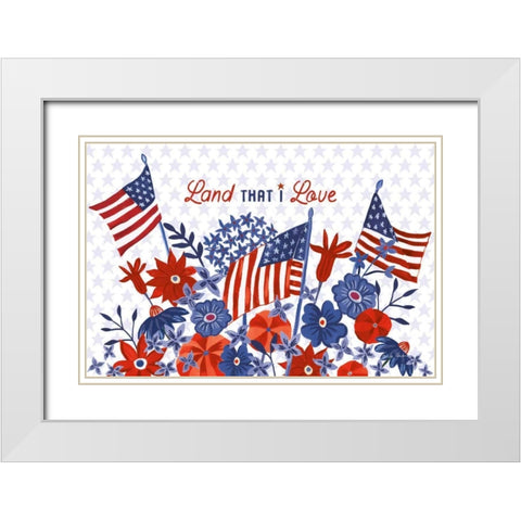 America the Beautiful I Love White Modern Wood Framed Art Print with Double Matting by Zaman, Farida