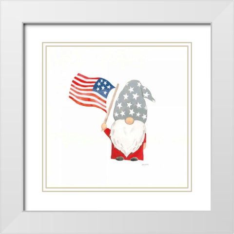 Patriotic Gnomes II White Modern Wood Framed Art Print with Double Matting by Jackson, Jenaya