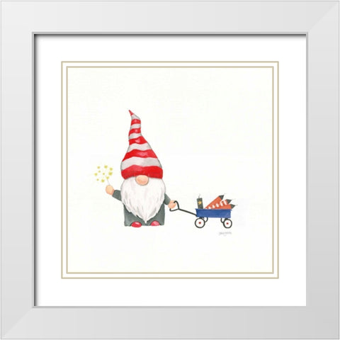 Patriotic Gnomes III White Modern Wood Framed Art Print with Double Matting by Jackson, Jenaya