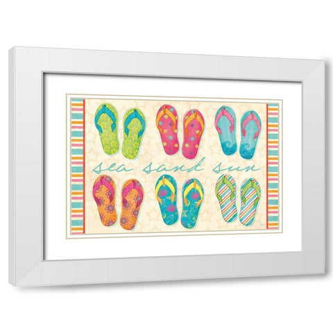 Beach Party VI White Modern Wood Framed Art Print with Double Matting by Charron, Veronique