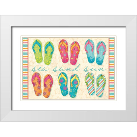 Beach Party VI White Modern Wood Framed Art Print with Double Matting by Charron, Veronique