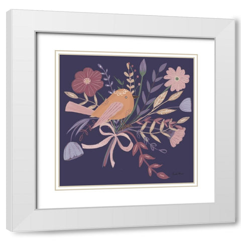 Royal Birds II Purple White Modern Wood Framed Art Print with Double Matting by Zaman, Farida