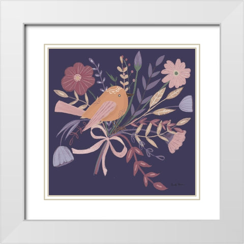 Royal Birds II Purple White Modern Wood Framed Art Print with Double Matting by Zaman, Farida
