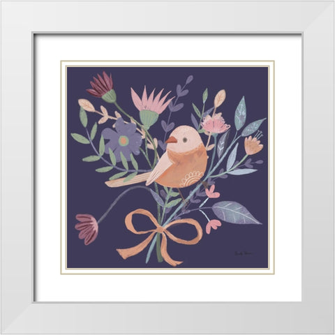 Royal Birds III Purple White Modern Wood Framed Art Print with Double Matting by Zaman, Farida