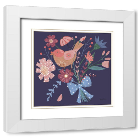 Royal Birds V Purple White Modern Wood Framed Art Print with Double Matting by Zaman, Farida