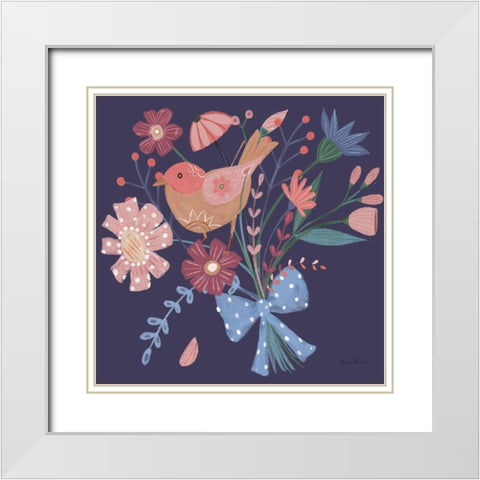 Royal Birds V Purple White Modern Wood Framed Art Print with Double Matting by Zaman, Farida