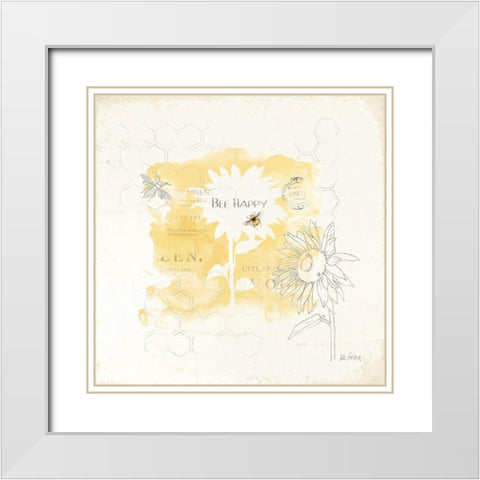 Bee and Bee VIII Honeycomb White Modern Wood Framed Art Print with Double Matting by Pertiet, Katie