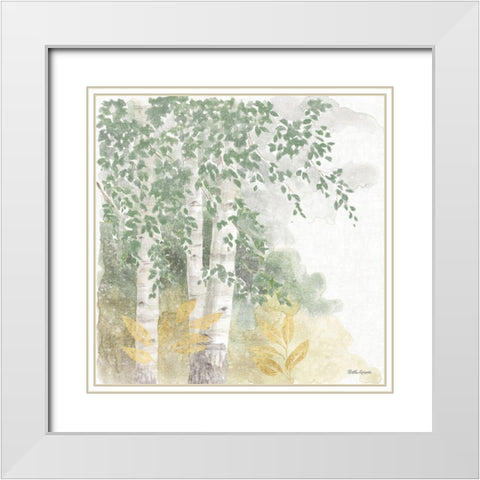 Natures Leaves II Sage White Modern Wood Framed Art Print with Double Matting by Grove, Beth