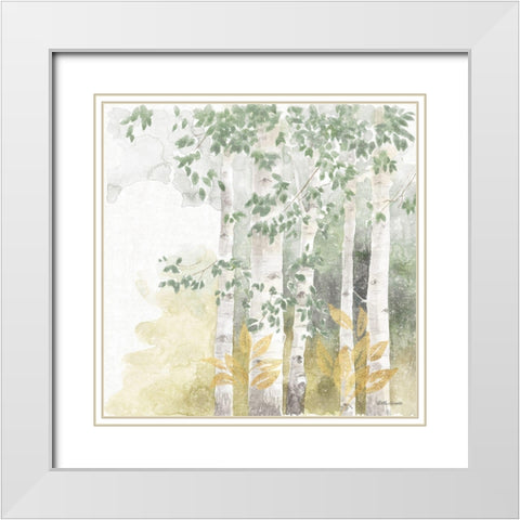 Natures Leaves III Sage White Modern Wood Framed Art Print with Double Matting by Grove, Beth