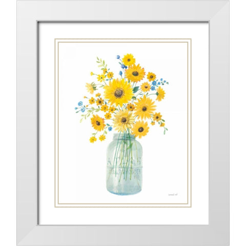 Sunshine Bouquet I Light in Jar White Modern Wood Framed Art Print with Double Matting by Nai, Danhui