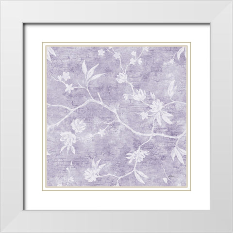 Vines on Lavender White Modern Wood Framed Art Print with Double Matting by Hristova, Albena