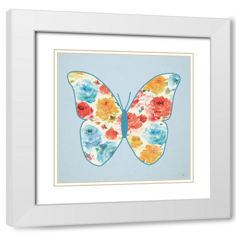 Rose Sorbet VI Blue White Modern Wood Framed Art Print with Double Matting by Pela,