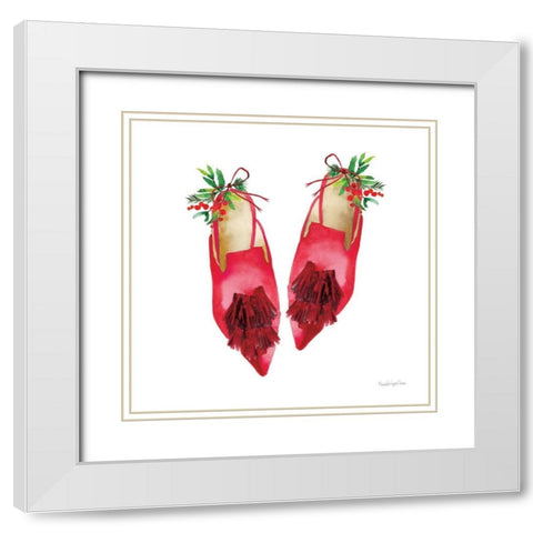 Christmas Eve Mules I White Modern Wood Framed Art Print with Double Matting by Charro, Mercedes Lopez