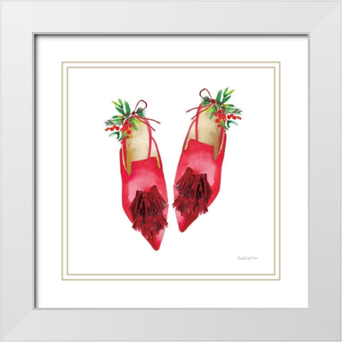 Christmas Eve Mules I White Modern Wood Framed Art Print with Double Matting by Charro, Mercedes Lopez