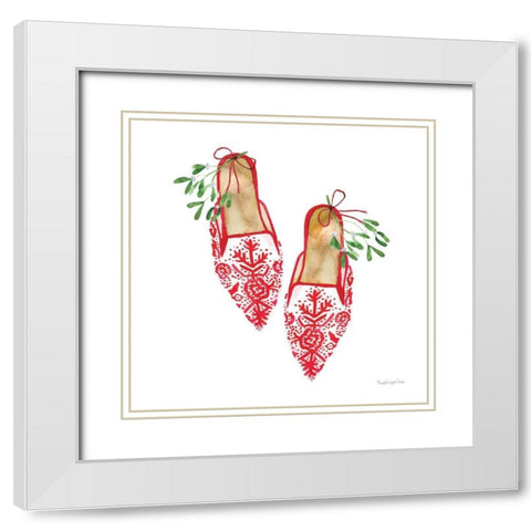 Christmas Eve Mules II White Modern Wood Framed Art Print with Double Matting by Charro, Mercedes Lopez
