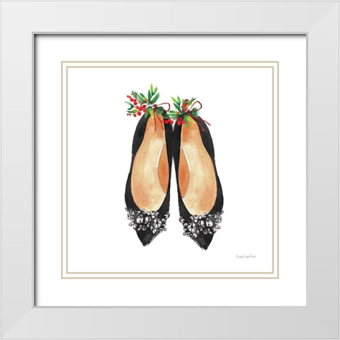 Christmas Shoes I White Modern Wood Framed Art Print with Double Matting by Charro, Mercedes Lopez