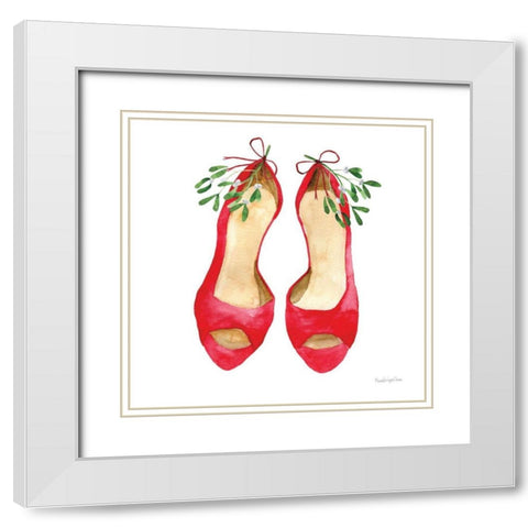 Christmas Shoes II White Modern Wood Framed Art Print with Double Matting by Charro, Mercedes Lopez