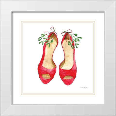Christmas Shoes II White Modern Wood Framed Art Print with Double Matting by Charro, Mercedes Lopez