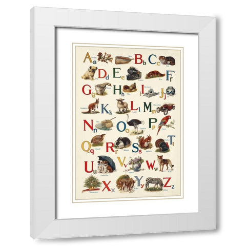 Schoolhouse Alphabet White Modern Wood Framed Art Print with Double Matting by Wild Apple Portfolio