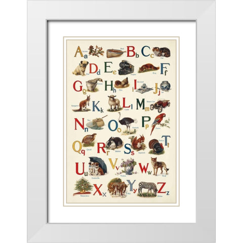 Schoolhouse Alphabet White Modern Wood Framed Art Print with Double Matting by Wild Apple Portfolio