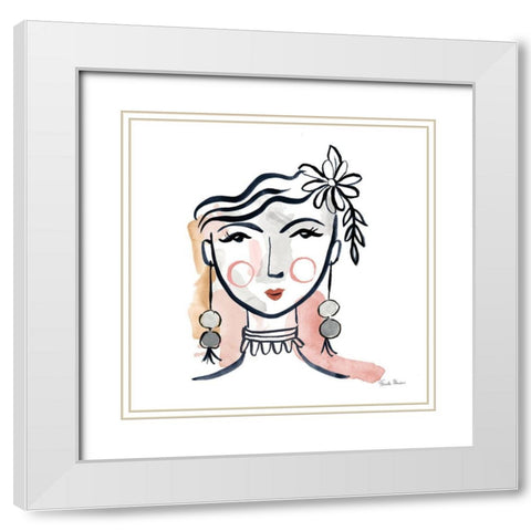 Pretty Faces I Soft White Modern Wood Framed Art Print with Double Matting by Zaman, Farida