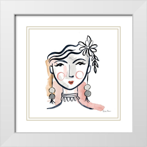 Pretty Faces I Soft White Modern Wood Framed Art Print with Double Matting by Zaman, Farida