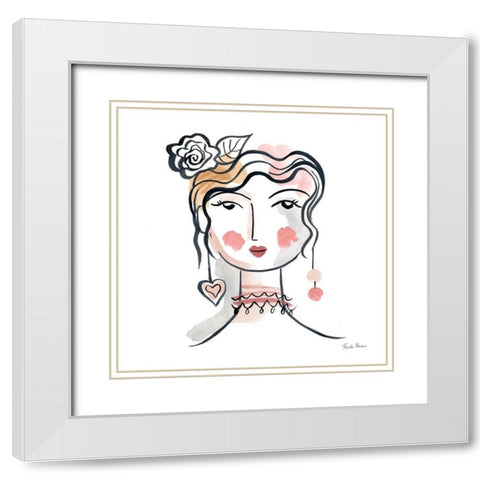 Pretty Faces II Soft White Modern Wood Framed Art Print with Double Matting by Zaman, Farida