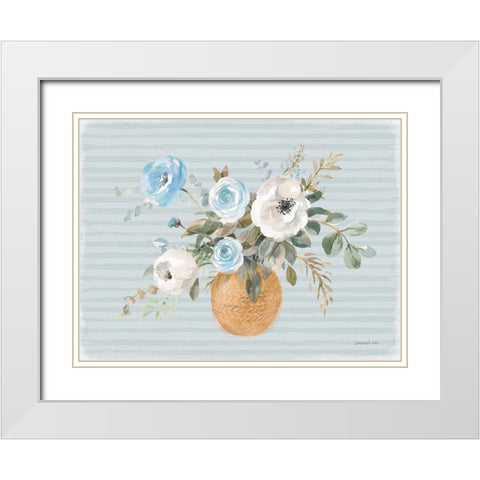 Blooms of Spring I Coastal White Modern Wood Framed Art Print with Double Matting by Nai, Danhui