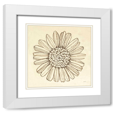 Farmhouse Sunflower White Modern Wood Framed Art Print with Double Matting by Lovell, Kathrine