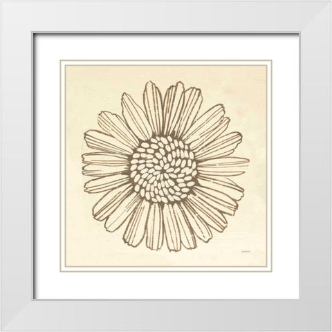 Farmhouse Sunflower White Modern Wood Framed Art Print with Double Matting by Lovell, Kathrine
