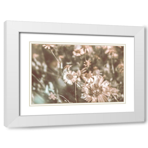 Flower Power White Modern Wood Framed Art Print with Double Matting by Larson, Nathan