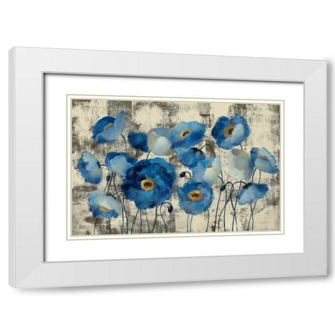 Aquamarine Floral White Modern Wood Framed Art Print with Double Matting by Vassileva|Silvia