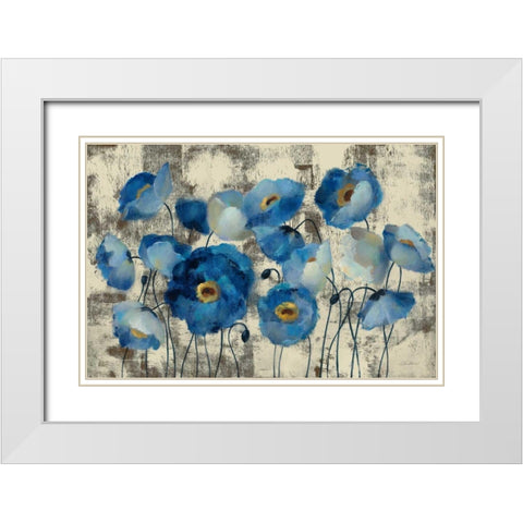 Aquamarine Floral White Modern Wood Framed Art Print with Double Matting by Vassileva|Silvia