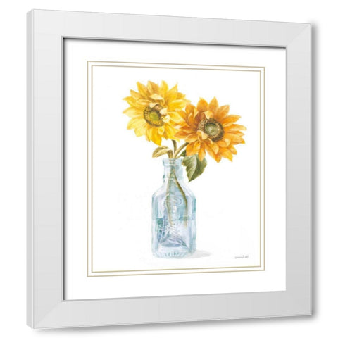 Fresh Cut Sunflowers I White Modern Wood Framed Art Print with Double Matting by Nai, Danhui