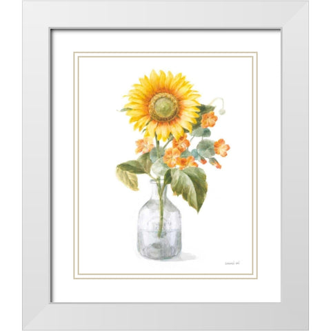 Fresh Cut Sunflowers II White Modern Wood Framed Art Print with Double Matting by Nai, Danhui