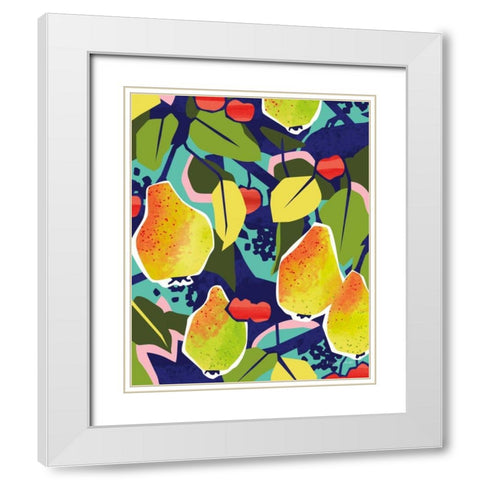 Cherry Berry Pear White Modern Wood Framed Art Print with Double Matting by Gallagher, Megan